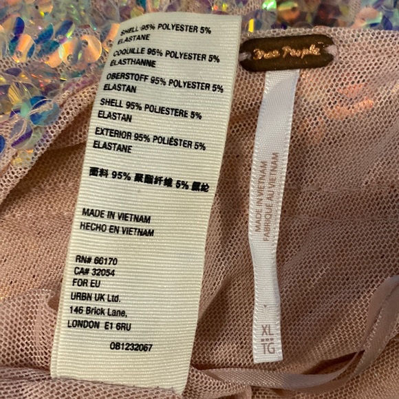 FREE PEOPLE - blouse: l/s w translucent sequins, lined, cowl draped rear - XL - Picture 6 of 16